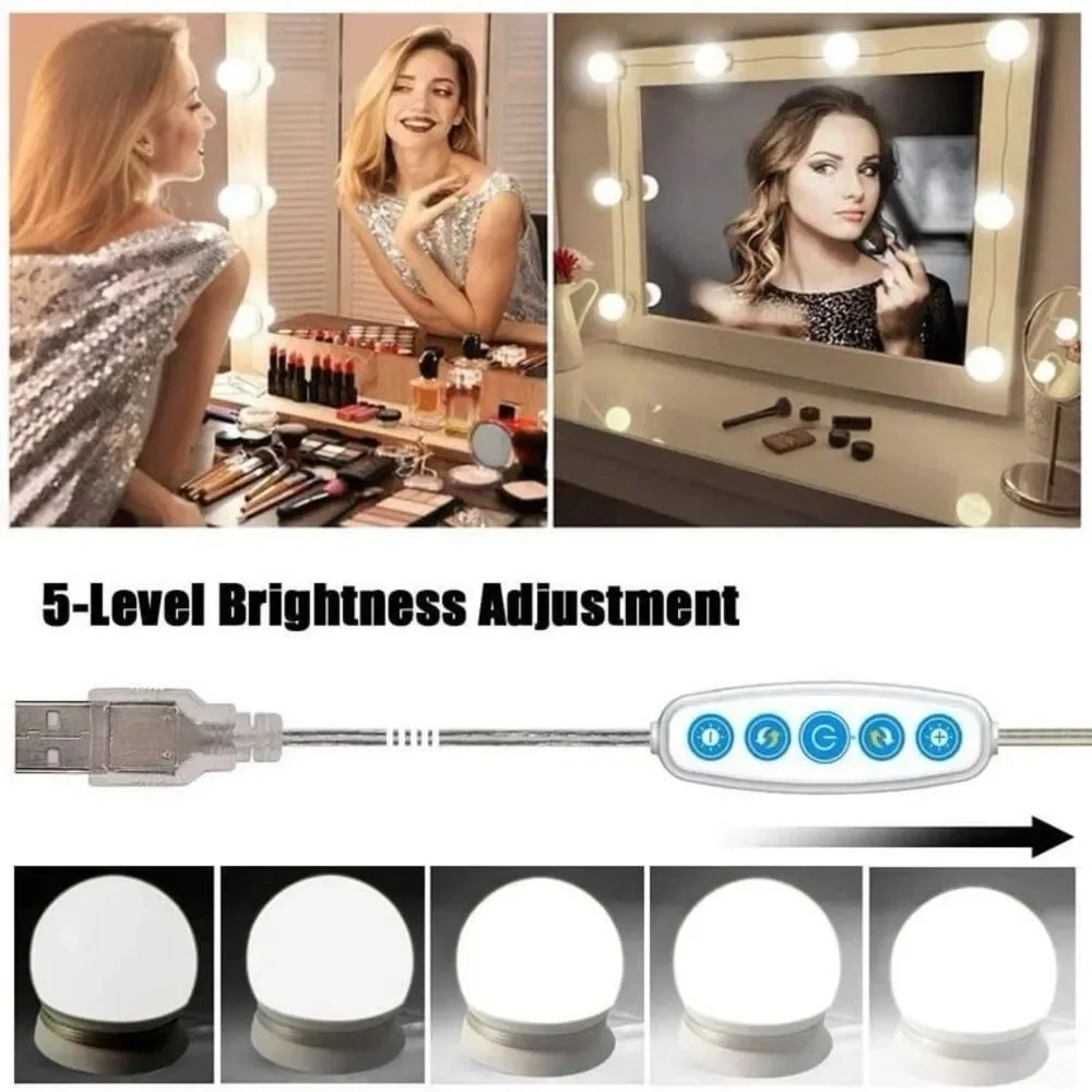Make Up Mirror Light 10 LED Kit Bulbs Vanity Lights Dimmable Lamp Hollywood Glam